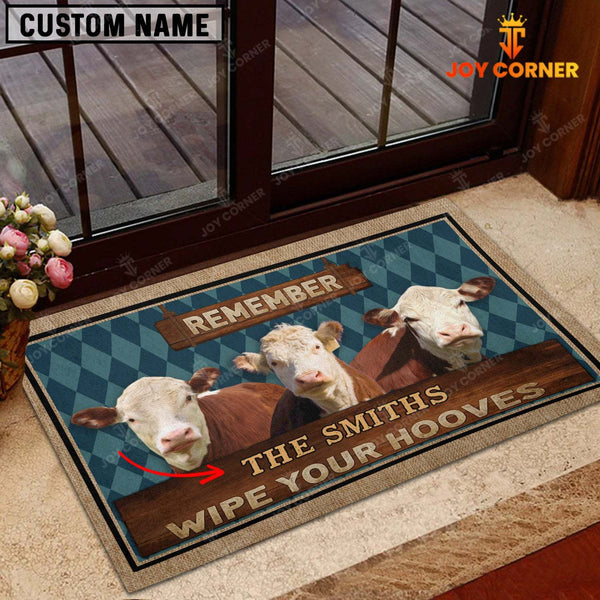 Joycorners Hereford Wipe Your Hooves Custom Name Doormat