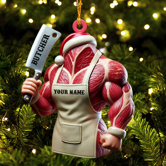 Joycorners Butcher Christmas Ornament, Personalized Ornament 2D Flat LM2211