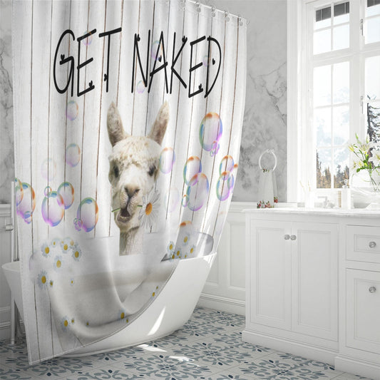 Joycorner Llama Get Naked Daisy Shower Curtain
