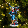 Joycorners Custom Name Flight Attendant Santa Ornament, Flight Attendant Christmas Gift 2D Flat LM2111