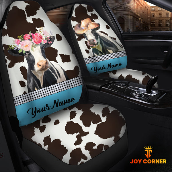Joycorners Holstein Pattern Customized Name Dairy Cow Car Seat Cover Set