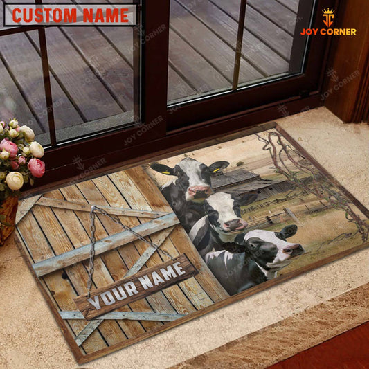 Joycorners Holstein Barn Custom Name Doormat