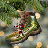 Joycorners Custom Name Santa Hiking Ornament, Hiking Lover Christmas Gift 2D Flat LM2111