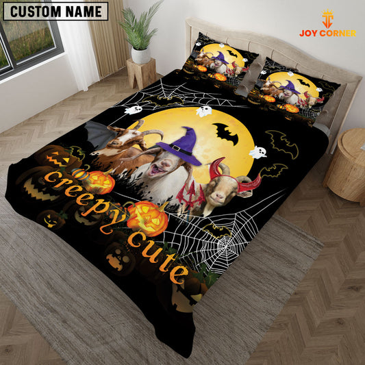 JoyCorners Happiness Goat Cattle Halloween Pattern Personalized Name 3D Bedding Set