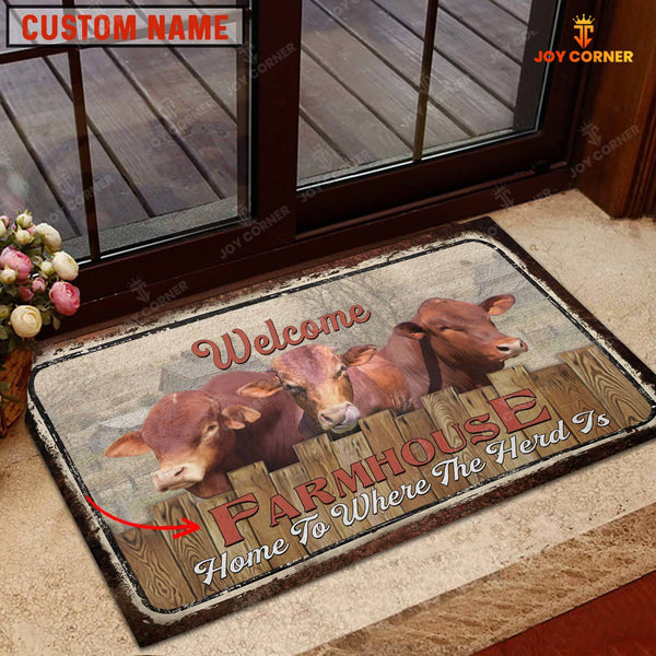 Joycorners Beefmaster Custom Name- Home To Where The Herd Is FarmHouse Doormat