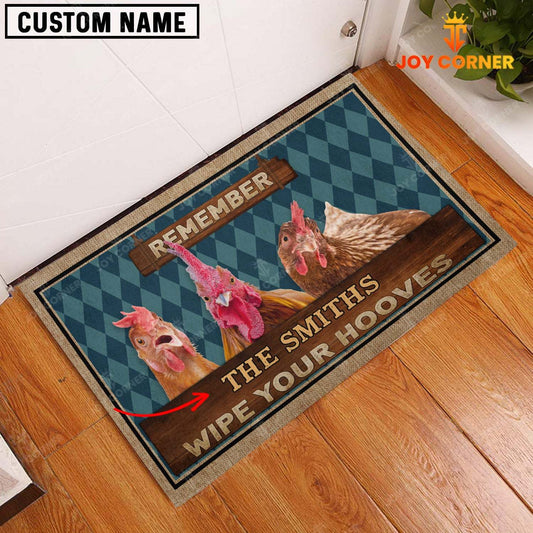Joycorners Chicken Wipe Your Hooves Custom Name Doormat