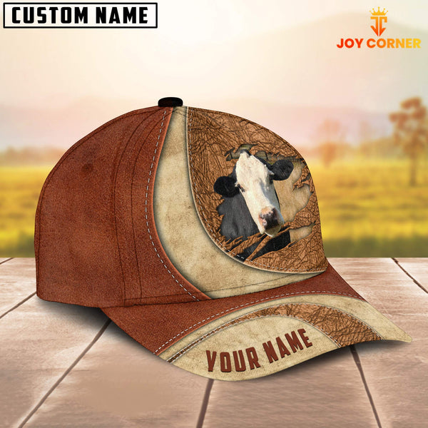 Joycorners Custom Name Black Baldy Torn Leather Pattern Classic Cap