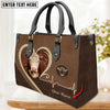 JC Hereford Brown Heart Personalized Name 3D Leather Handbag