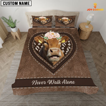 Joycorners Limousin Never Walk Alone Heart Custom Name Bedding Set