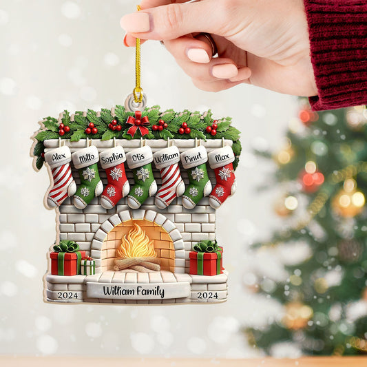 Joycorners Custom Name Ornament, Christmas Stock Family 2D Flat LM2211