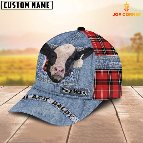 Joycorners Beefmaster Overall Jeans Pattern And Red Caro Pattern Customized Name Cap