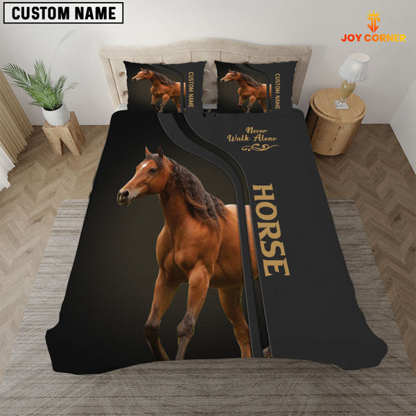 Joycorners Brown Horse Never Walk Alone Custom Name Bedding Set