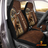 Joycorners Texas Longhorn Personalized Name Leather Pattern Car Seat Covers Universal Fit (2Pcs)