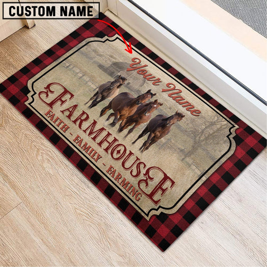 Joycorners Horse Faith Family Farming Custom Name Doormat