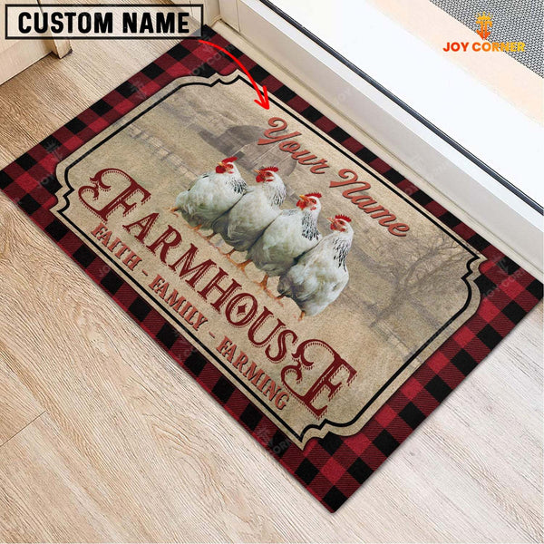 Joycorners Chicken Faith Family Farming Custom Name Doormat