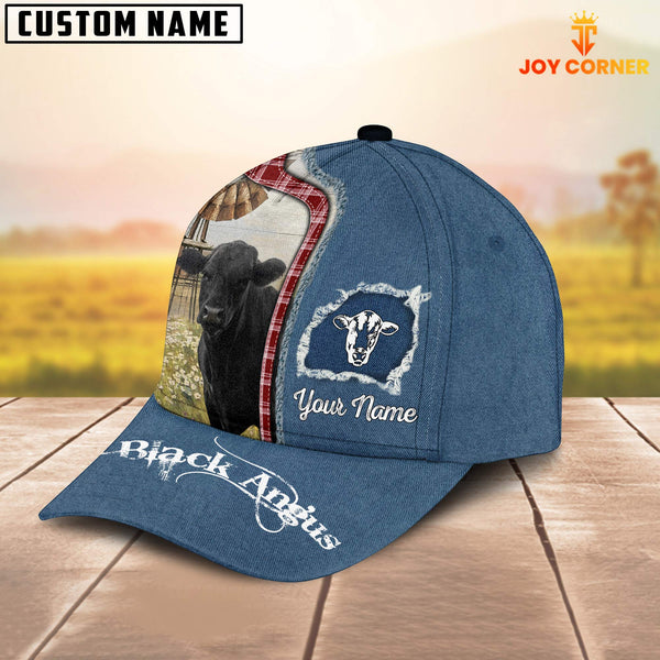 Joycorners Custom Name And Cattle Breeds Black Angus Jean Pattern Classic Cap