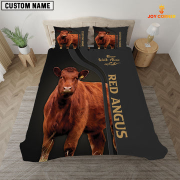 Joycorners Red Angus Never Walk Alone Custom Name Bedding Set