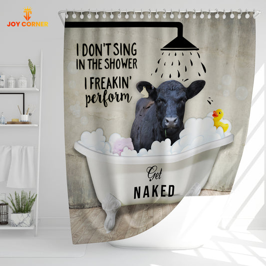 Joy Corners Black Angus I Don't Sing In The Shower 3D Shower Curtain