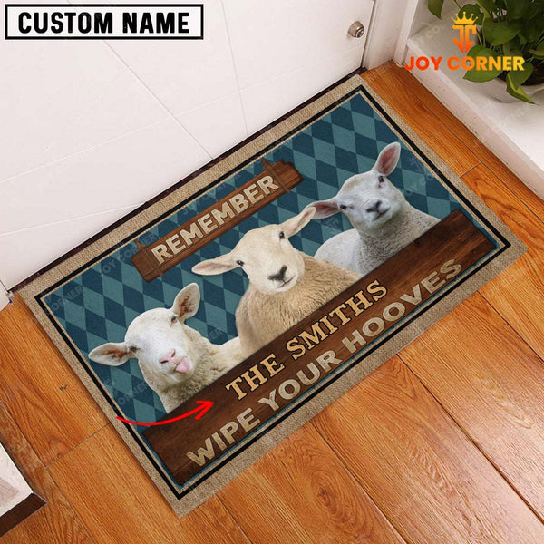 Joycorners Sheep Wipe Your Hooves Custom Name Doormat