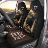 Joycorners Black Angus Personalized Name Black And Brown Leather Pattern Car Seat Covers Universal Fit (2Pcs)