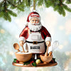 Joycorners Custom Name Baking Santa Ornament, Christmas Gift for Baker 2D Flat LM2211