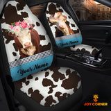 Joycorners Hereford Pattern Customized Name Dairy Cow Car Seat Cover Set