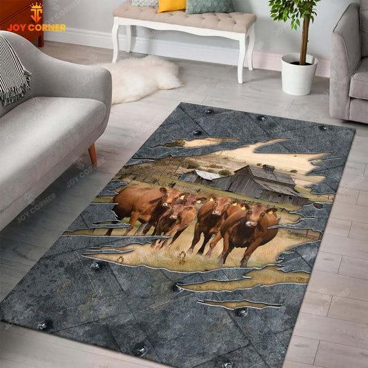 Joycorners Red Angus Farming Rug