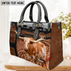 JC Texas Longhorn Personalized Name 3D Black Brown Pattern Leather Handbag