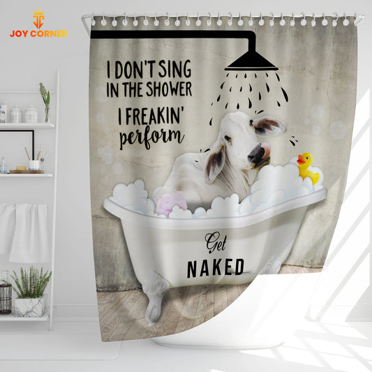 Joy Corners Brahman Cattle I Don't Sing In The Shower 3D Shower Curtain