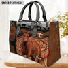 JC Red Angus Personalized Name 3D Black Brown Pattern Leather Handbag