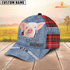 Joycorners Piggie Overall Jeans Pattern And Red Caro Pattern Customized Name Cap