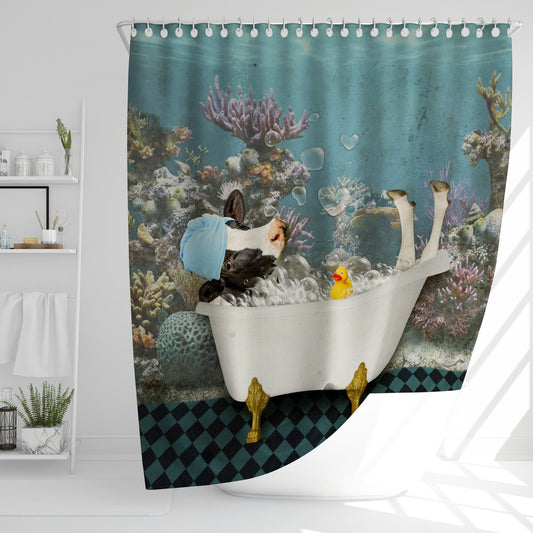 Joy Corners Holstein Taking Shower Under The Sea 3D Shower Curtain