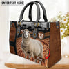 JC Sheep Personalized Name 3D Black Brown Pattern Leather Handbag