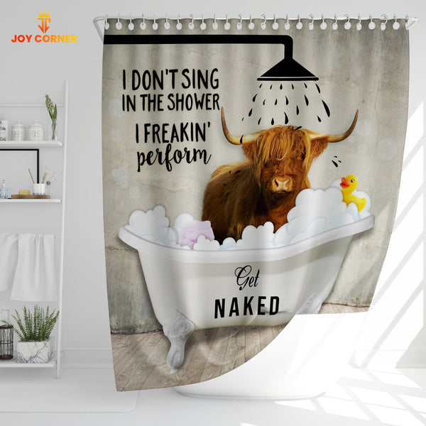 Joy Corners Highland Cattle I Don't Sing In The Shower 3D Shower Curtain