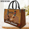 JC Highland Cattle Personalized Name 3D Leather Carving Handbag, Gift for Farm Lover