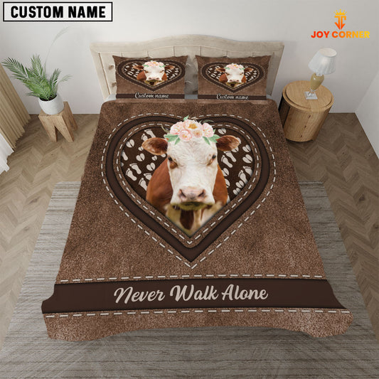 Joycorners Hereford Never Walk Alone Heart Custom Name Bedding Set