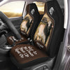 Joycorners Brahman Cattle Personalized Name Black And Brown Leather Pattern Car Seat Covers Universal Fit (2Pcs)