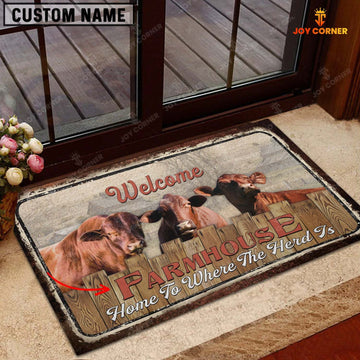 Joycorners Santa Gertrudis Custom Name - Home To Where The Herd Is FarmHouse Doormat