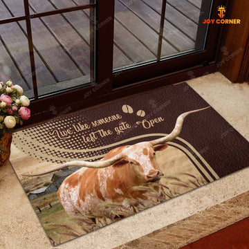 Joycorners Texas Longhorn Live Like Someone Left The Gate Open Doormat