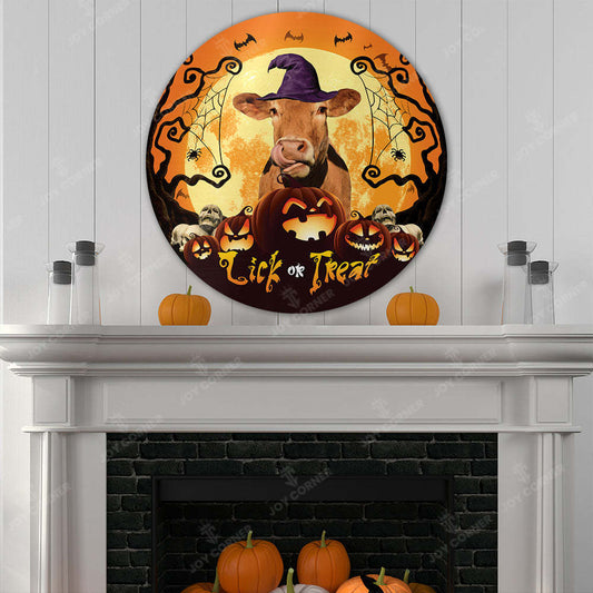 Joycorners Halloween Limousin Cattle All Printed 3D Round Metal Sign