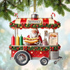 Joycorners Custom Name Hot Dog Shop Ornament, Hot Dog Santa Christmas Gift 2D Flat LM2111