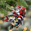 Joycorners Custom Name Fishing Santa Ornament, Christmas Gift 2D Flat LM2211
