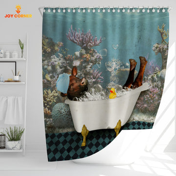 Joy Corners Beefmaster Taking Shower Under The Sea 3D Shower Curtain
