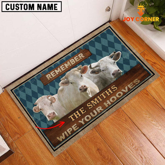 Joycorners Charolais Wipe Your Hooves Custom Name Doormat