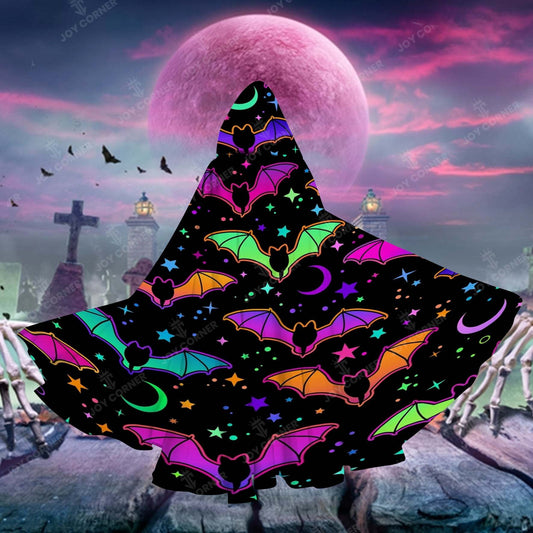 Joy Corner Colorful Bat Halloween Pattern Special Hooded Cloak