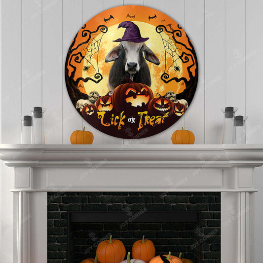 Joycorners Halloween Brahman Cattle All Printed 3D Round Metal Sign