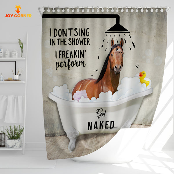 Joy Corners Brown Horse I Don't Sing In The Shower 3D Shower Curtain