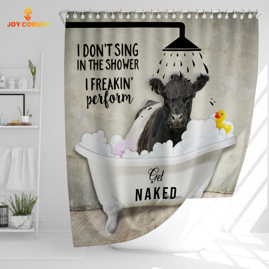 Joy Corners Belted Galloway I Don't Sing In The Shower 3D Shower Curtain