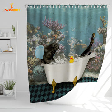Joy Corners Black Horse Taking Shower Under The Sea 3D Shower Curtain