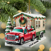 Joycorners Custom Name Santa Truck House Ornament, Christmas Gift Decor 2D Flat LM2111